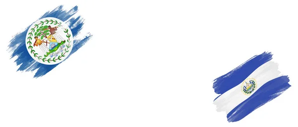 伯利兹和萨尔瓦多白底国旗 — 图库照片