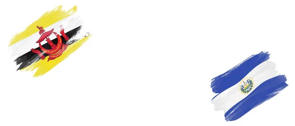 文莱和萨尔瓦多白底国旗 — 图库照片