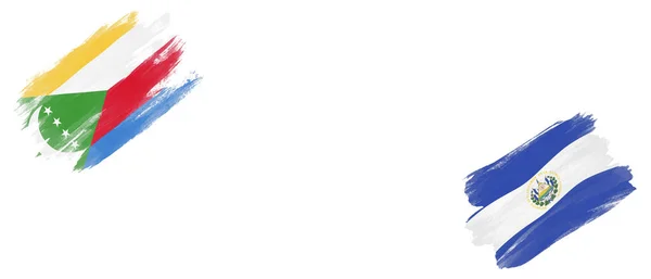 科摩罗和萨尔瓦多白底国旗 — 图库照片