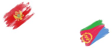 Karadağ ve Eritre Bayrakları Beyaz Arkaplanda