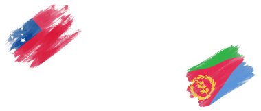 Samoa ve Eritre Bayrakları Beyaz Arkaplanda