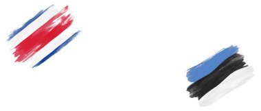 Beyaz Arkaplanda Kosta Rika ve Estonya Bayrakları