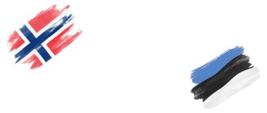 Beyaz Arkaplanda Norveç ve Estonya Bayrakları