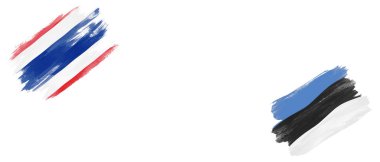 Beyaz Arkaplanda Tayland ve Estonya Bayrakları