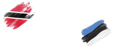 Beyaz Arkaplanda Trinidad ve Tobago ve Estonya Bayrakları