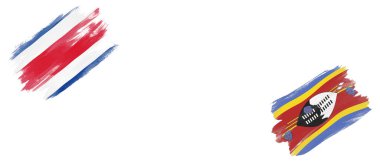 Beyaz Arkaplanda Kosta Rika ve Eswatini Bayrakları