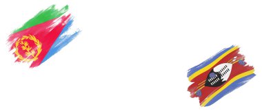 Beyaz Arkaplanda Eritre ve Eswatini Bayrakları