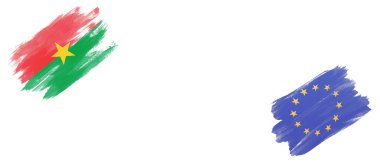 Beyaz Arkaplanda Burkina Faso ve Avrupa Birliği Bayrakları