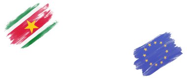 Beyaz Arkaplanda Surinam ve Avrupa Birliği Bayrakları