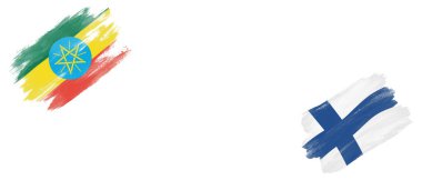 Beyaz Arkaplanda Etiyopya ve Finlandiya Bayrakları