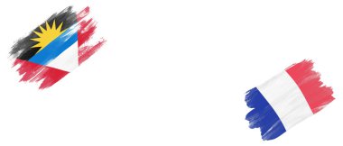 Antigua ve Barbuda ve Fransa Bayrakları Beyaz Arkaplanda