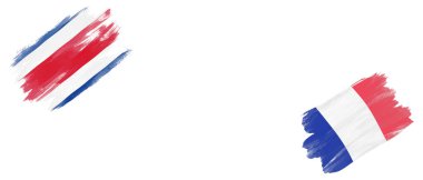 Beyaz Arkaplanda Kosta Rika ve Fransa Bayrakları