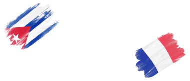 Beyaz Arkaplanda Küba ve Fransa Bayrakları