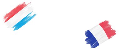 Beyaz Arkaplanda Lüksemburg ve Fransa Bayrakları