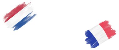 Beyaz Arkaplanda Hollanda ve Fransa Bayrakları