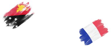 Papua Yeni Gine ve Fransa Beyaz Arkaplanda Bayraklar
