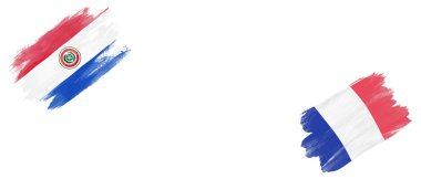 Beyaz Arkaplanda Paraguay ve Fransa Bayrakları