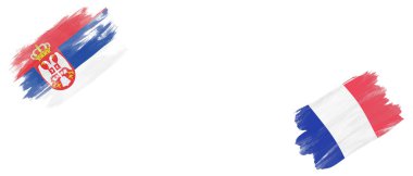 Sırbistan ve Fransa Beyaz Arkaplanda Bayraklar