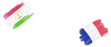 Beyaz Arkaplanda Tacikistan ve Fransa Bayrakları