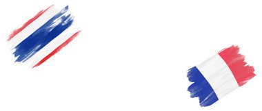 Beyaz Arkaplanda Tayland ve Fransa Bayrakları