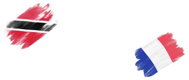 Beyaz Arkaplanda Trinidad ve Tobago ve Fransa Bayrakları