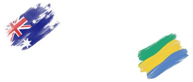 Avustralya ve Gabon Bayrakları Beyaz Arkaplanda