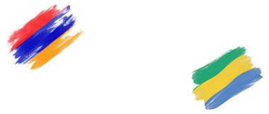 Beyaz Arkaplanda Ermenistan ve Gabon Bayrakları