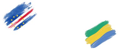 Beyaz Arkaplanda Cape Verde ve Gabon Bayrakları