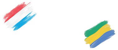 Beyaz Arkaplanda Lüksemburg ve Gabon Bayrakları