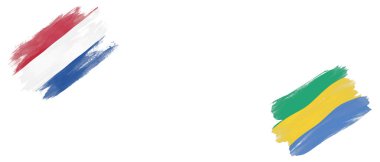 Beyaz Arkaplanda Hollanda ve Gabon Bayrakları