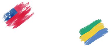 Samoa ve Gabon Bayrakları Beyaz Arkaplanda