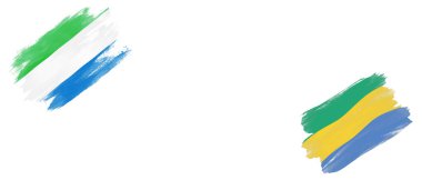 Beyaz Arkaplanda Sierra Leone ve Gabon Bayrakları