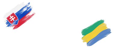 Beyaz Arkaplanda Slovakya ve Gabon Bayrakları