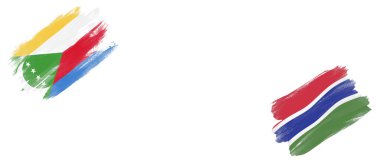 Beyaz Arkaplanda Komorolar ve Gambiya Bayrakları