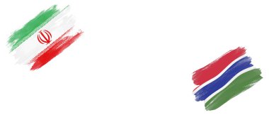 Beyaz Arkaplanda İran ve Gambiya Bayrakları