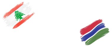Beyaz Arkaplanda Lübnan ve Gambiya Bayrakları