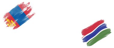 Beyaz Arkaplanda Moğolistan ve Gambiya Bayrakları