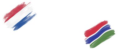 Beyaz Arkaplanda Hollanda ve Gambiya Bayrakları