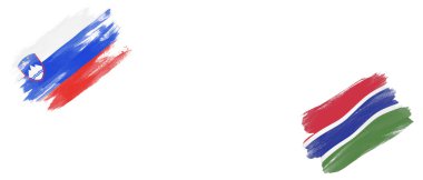 Slovenya ve Gambiya Bayrakları Beyaz Arkaplanda