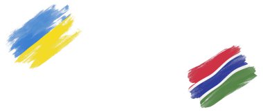 Beyaz Arkaplanda Ukrayna ve Gambiya Bayrakları