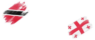 Trinidad ve Tobago ve Georgia Bayrakları Beyaz Arkaplanda