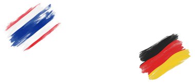 Beyaz Arkaplanda Tayland ve Almanya Bayrakları