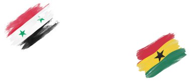 Beyaz Arkaplanda Suriye ve Gana Bayrakları