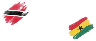 Trinidad ve Tobago ve Gana Bayrakları Beyaz Arkaplanda