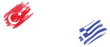 Türkiye ve Yunanistan Beyaz Arkaplanda Bayraklar