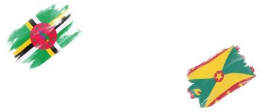 Beyaz Arkaplanda Dominika ve Grenada Bayrakları