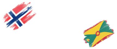 Beyaz Arkaplanda Norveç ve Grenada Bayrakları