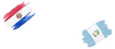 Beyaz Arkaplanda Paraguay ve Guatemala Bayrakları