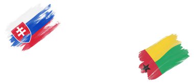 Beyaz Arkaplanda Slovakya ve Bayraklar