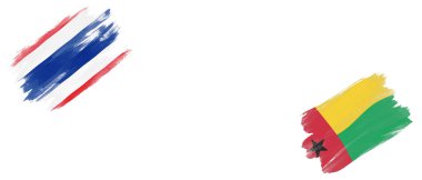 Beyaz Arkaplanda Tayland ve Bayraklar